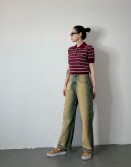 Burgundy Stripe Polo #250301
